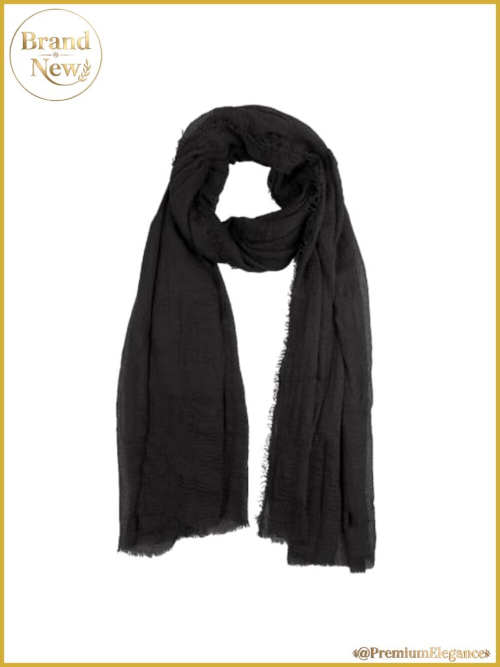 Cotton Blend Crinkle Soft Scarf Fringed Edges Oversized Shawl Wrap 70x35